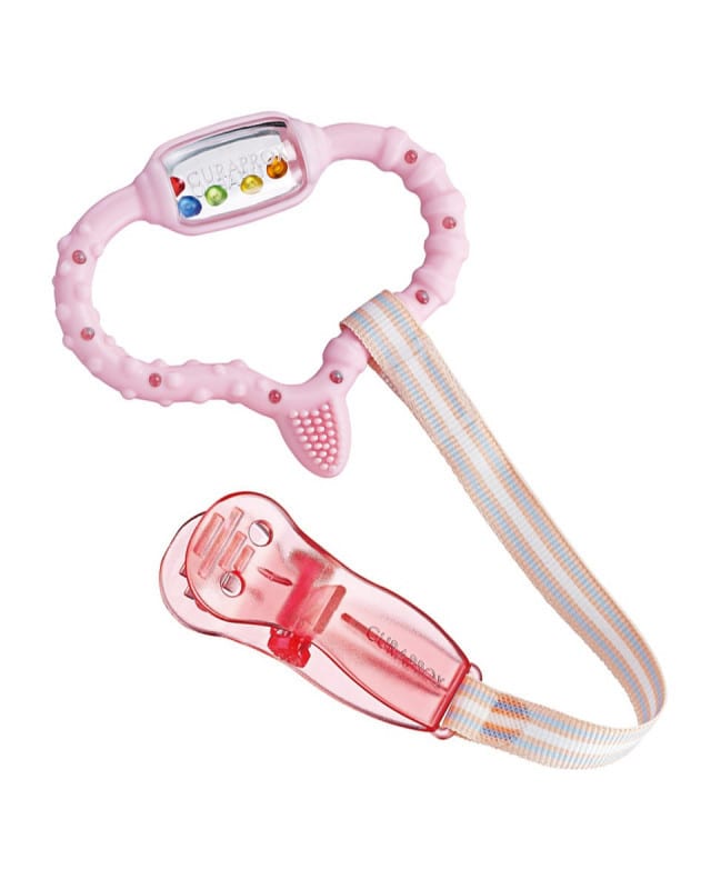 curaprox närimisrõngas ja lutihoidja beebi roosa pilt
